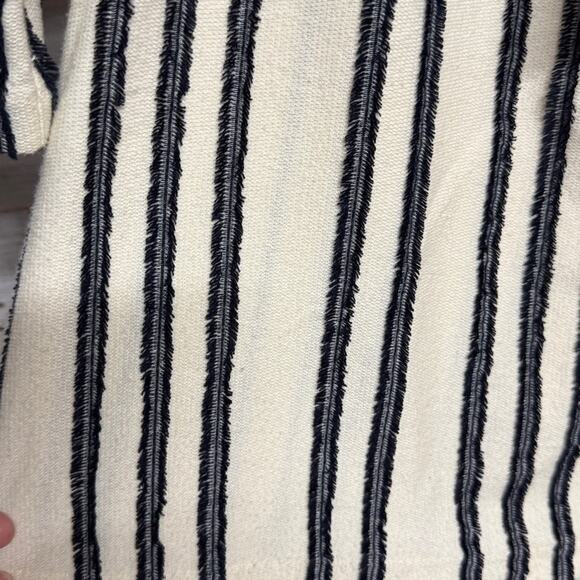 Banana Republic Striped Off-Shoulder Ruffle Stripe Top Small Cream Navy - Picture 3 of 8